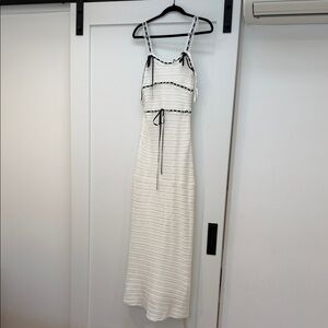 For Love & Lemons Women's White Knit Maxi Dress with Black Trim XXS